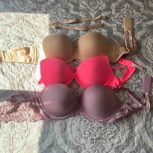 3 various bras 36B